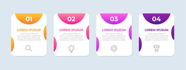 Aufkleber - Colourful infographic steps with text boxes. Business concept with 4 steps.