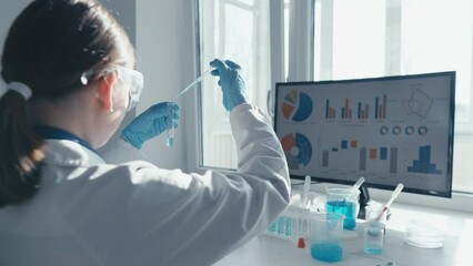 Poster - The video fragment demonstrates the process of analyzing biological samples in a specialized laboratory for the purpose of diagnosing diseases and controlling health. Scientific Laboratory Medicine