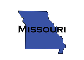 Wall Mural - Politically liberal blue state of Missouri with a map outline.