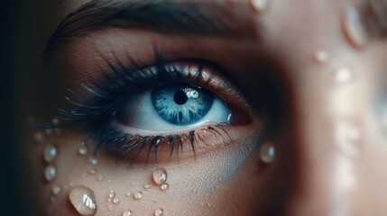Sad woman concept - closed eyelid generative AI