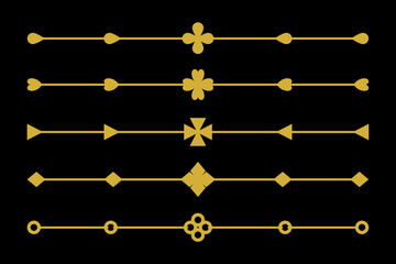 Wall Mural - Set or collection of golden decorative lines