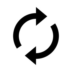 Poster - Rotating arrow in line style icon. sync arrows symbol. exchange, convert, circular, cyclic arrows, recurrence, flip, reverse simple black style sign for apps and website, 