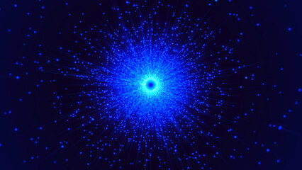 Wall Mural - bright flash. abstract digital background. data flow information. dark background with stars and lig