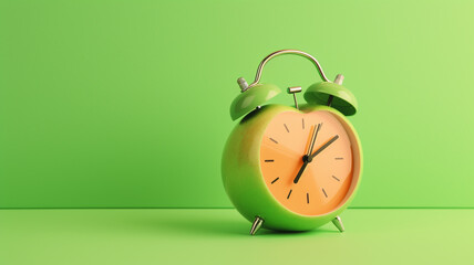 Green apple alarm clock , Meal timing concept