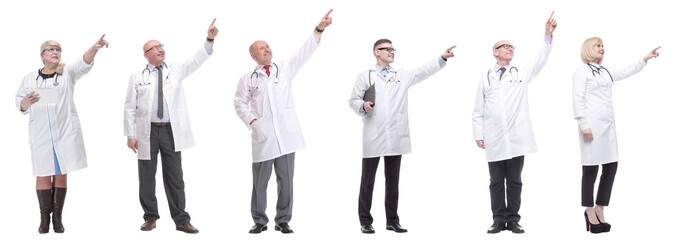 group of doctors in full length isolated on white