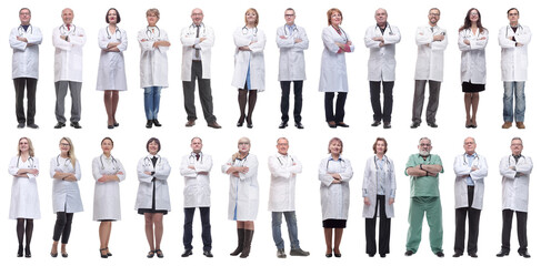 Wall Mural - group of doctors in full length isolated on white