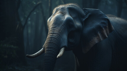 Poster - Elephant in a dark forest Generative AI 