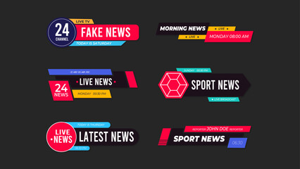 Poster - 6 Breaking News lower thirds with editable text.