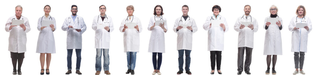 Wall Mural - group of doctors with clipboard isolated on white