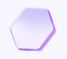 Glass Hexagon Shape With Colorful Gradient. 3d Rendering Illustration For Graphic Design, Presentation Or Background 