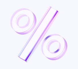 Fototapete - glass percent mark with colorful gradient. 3d rendering illustration for graphic design, presentation or background 