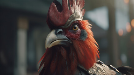 Poster - Rooster in a pirates outfit Generative AI 