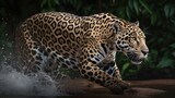 Fototapeta Zwierzęta - Incredible Jaguar in Natural Habitat AI Generated Generative AI