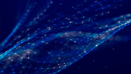 Fototapete - Digital technology background. Network connection dots and lines. Futuristic background for presentation design. 3d