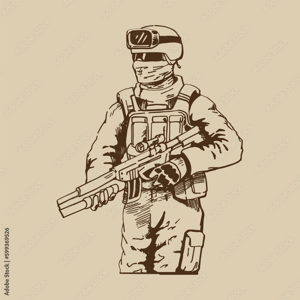 Military Soldier Silhouette Types Army Rifleman Infantry Patrol Stock ...