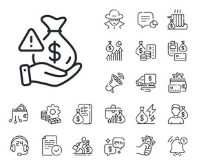 Poster - money fraud crime sign. cash money, loan and mortgage outline icons. bribe line icon. cash scam symb