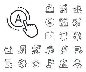 Poster - ui test button sign. salaryman, gender equality and alert bell outline icons. ab testing line icon. 