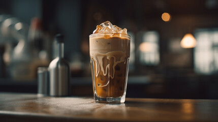 Sticker - Iced latte with caramel sauce Generative AI 