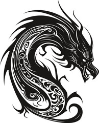 Wall Mural - Dragon tatto design. Vector illustration. dragon tribal