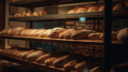 Poster - A San Francisco sourdough bakery with crusty bread Generative AI 