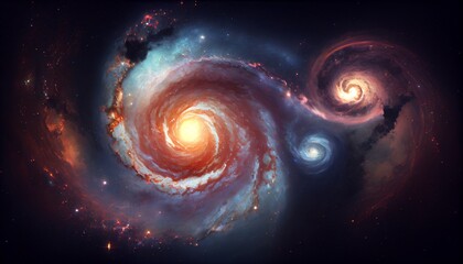 Wall Mural - illustration multicolor explosive galaxy and space generative ai