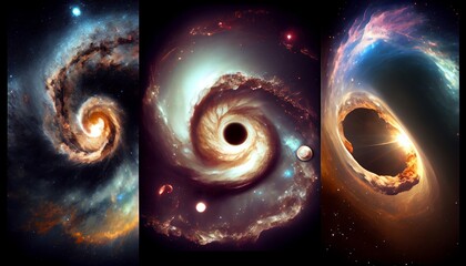 Wall Mural - illustration multicolor explosive galaxy and space generative ai