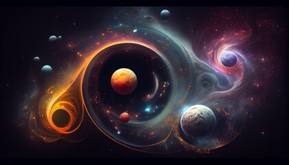 Wall Mural - planets, stars and galaxies in outer space, showing the beauty of space exploration. genertaive ai