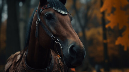 Canvas Print - Portrait of a horse Generative AI 