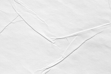 Paper white with wet effect texture, gray background for web design. Old cardboard cover template with kinks and crumpled elements.