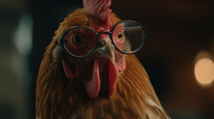 Sticker - Rooster wearing prescription glasses Generative AI 