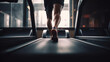 © vectorizer88 - athlete on treadmill in modern gym. Generative Ai