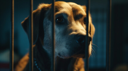 Sticker - Dog in a sad cage Generative AI 