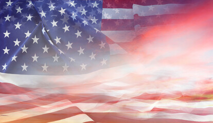 Poster - American flag in sky