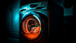 Clean clothes spinning in modern washing machine generated by AI