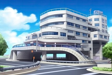 Poster - grand white architecture standing on the side of a road Generative AI