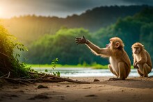Landscape Of A Cute Little Monkey