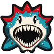 cartoon monster, logo, icon, shark