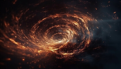 Poster - Glowing spiral galaxy, exploding in abstract fantasy generated by AI