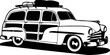 classic woodie car in black and white created with Generative AI technology