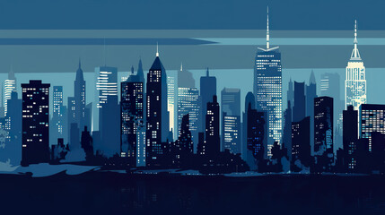 Wall Mural - A city at night with skyscrapers in the background. AI generative.