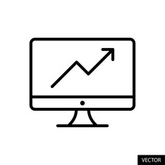 Fototapete - portfolio chart on monitor screen, data analytics, online trading and investment concept icon in lin