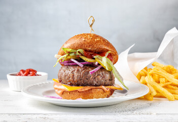 Canvas Print - fresh tasty burger