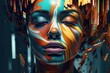 © Michael - Close up of a beautiful cyberspace female face in a chaotic surreal style created with generative AI technology.
