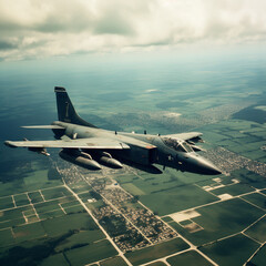 The Aerial Perspective Of A Fighter Jet Undertaking Its Mission Over The Patchwork Of Fields And Country Lanes Below