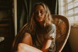 © wetzkaz - sad or depressed young girl, teenager girl looks tired or annoyed. Generative AI