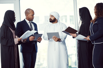 Canvas Print - Sharing some of their ideas. a group of diverse business colleagues working together in their corporate office.