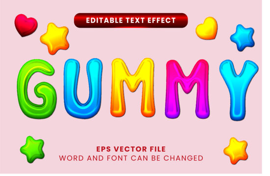 candy gummy vector text effect