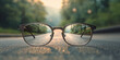 Brille Sehhilfe für scharfes sehen, Straße Fahrbahn scharf und unscharf Sicht, ai generativ