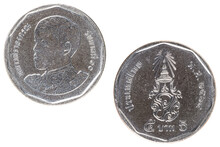 A Obverse And Reverse Side Of Thailand 5 Baht Coin