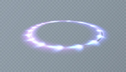 Poster - Circular portals, teleport, hologram gadget. Futuristic teleport. Projector HUD or podium for magic circle teleportation. Set of circle holograms.Empty podium light effect. Disco dance floor club.